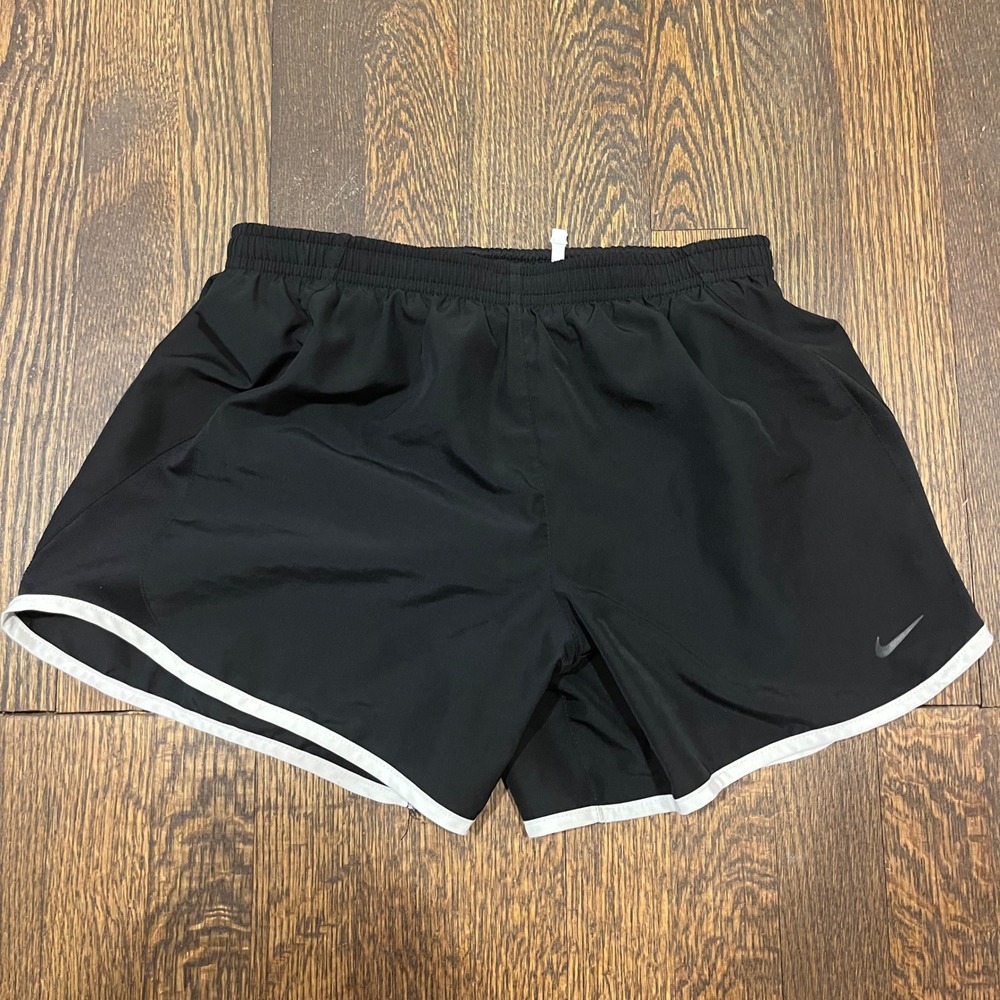 Nike Dri-FIT Kids XL Black White Trim Running Athletic Shorts Swoosh Logo
